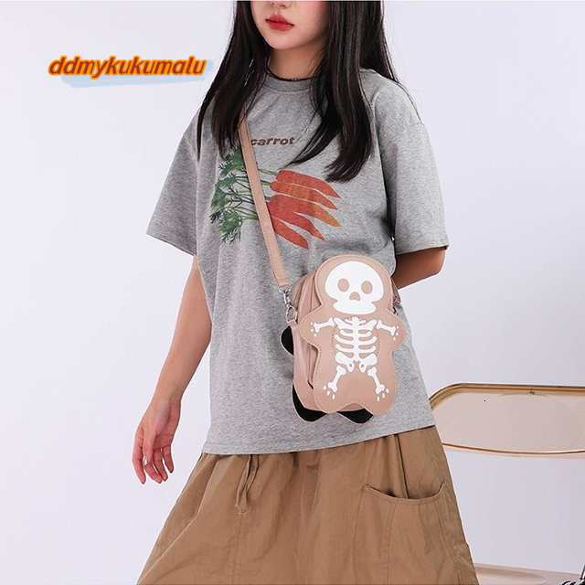 2024 summer women's niche trend, funny little cute ghost skeleton crossbody shoulder bag, Halloween #14 ddmykukumalu