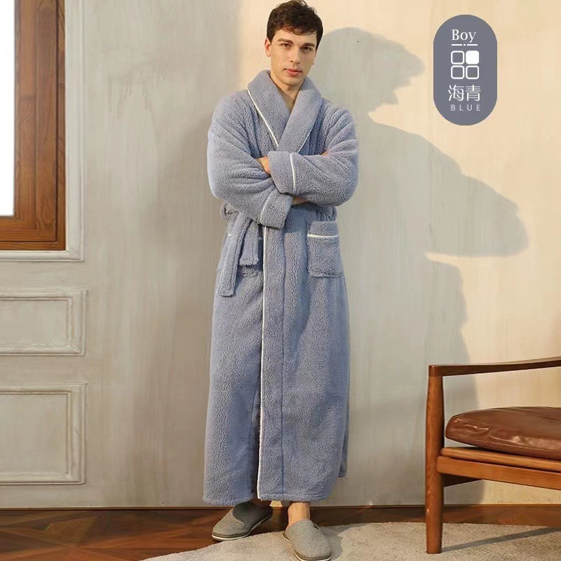 Designer Autumn And Winter Thick Nightgown Men Plus