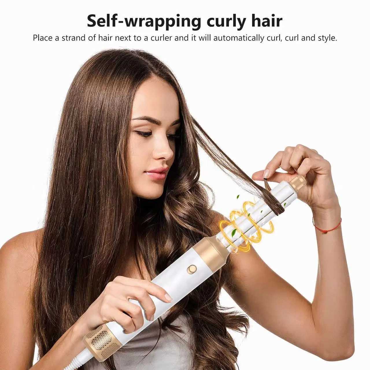7 in 1 Hair Dryer 1400W Straightener Hair Brush Hot Comb Professional Auto Wrap Dryer Straightening Brush Automatic Curling IronXJ241007