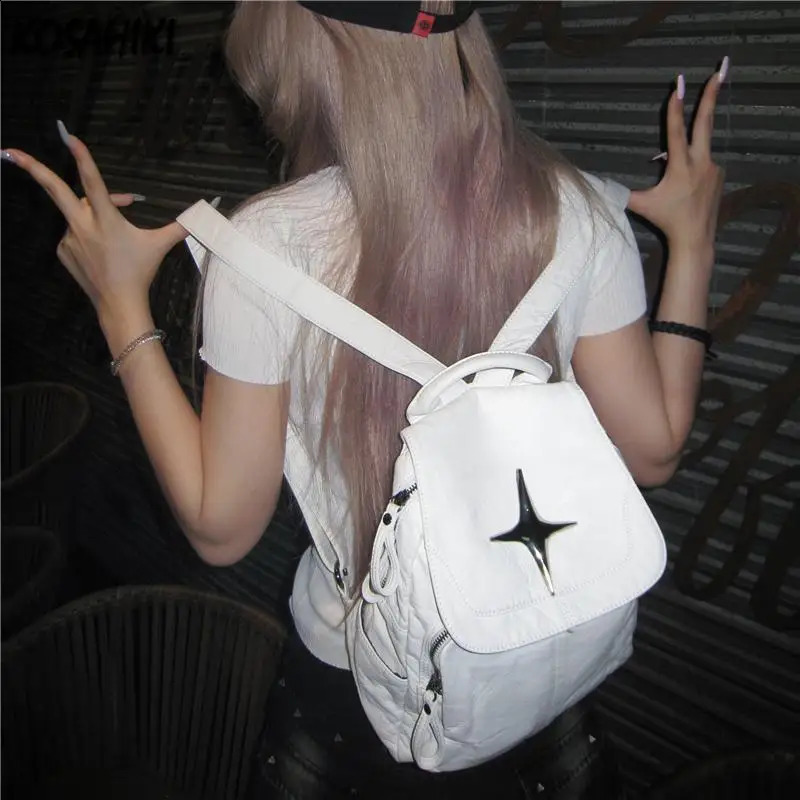 2025 NEW Y2k Aesthetic Streetwear Casual Rucac Japanese Simple Fashion Women Vintage Backpac Trendy Students Femme Schoolbags 240927 zhanyishengli