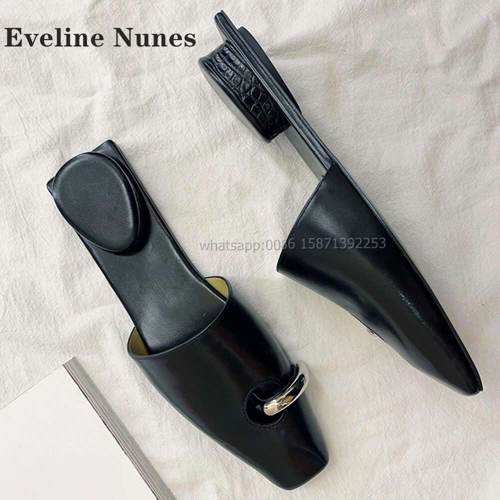 Black Metal ring Slide Sandals | Stylish Open Toe Mule Slippers 2024 dh911125171
