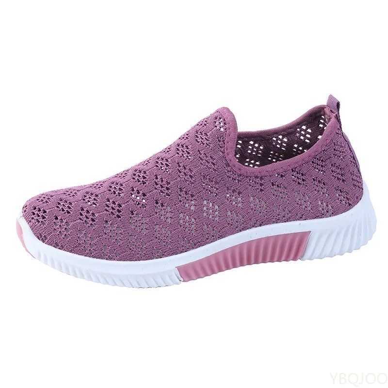 2024 New Mesh Shoes Womens Mesh Sports Shoes Breathable Flat Bottom Soft Bottom Casual Sports Shoes Y241007