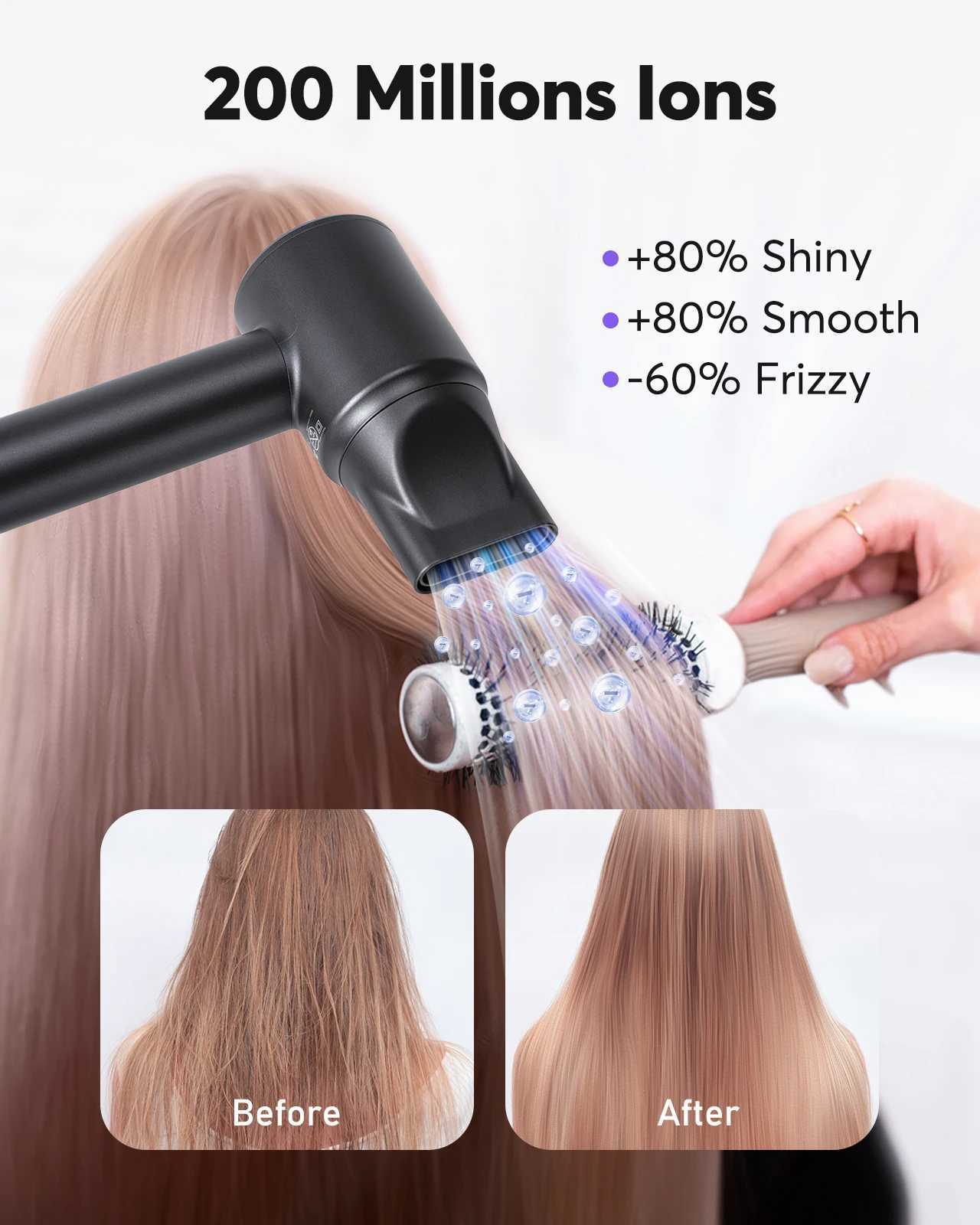 High Speed Hair Dryer 200 Million Negative Ions 110000 Rpm Professional Care Wind Speed 36m/s 1500W Quick Dry For Home HotelXJ241021