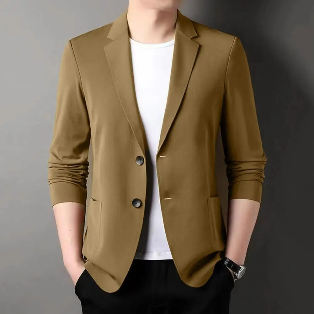 Men Blazer Formal Summer Suit Coat Business Coat Lapel Double Buttons Pockets Solid Cardigan Loose Men Suit Jackets Work Jacket 240930