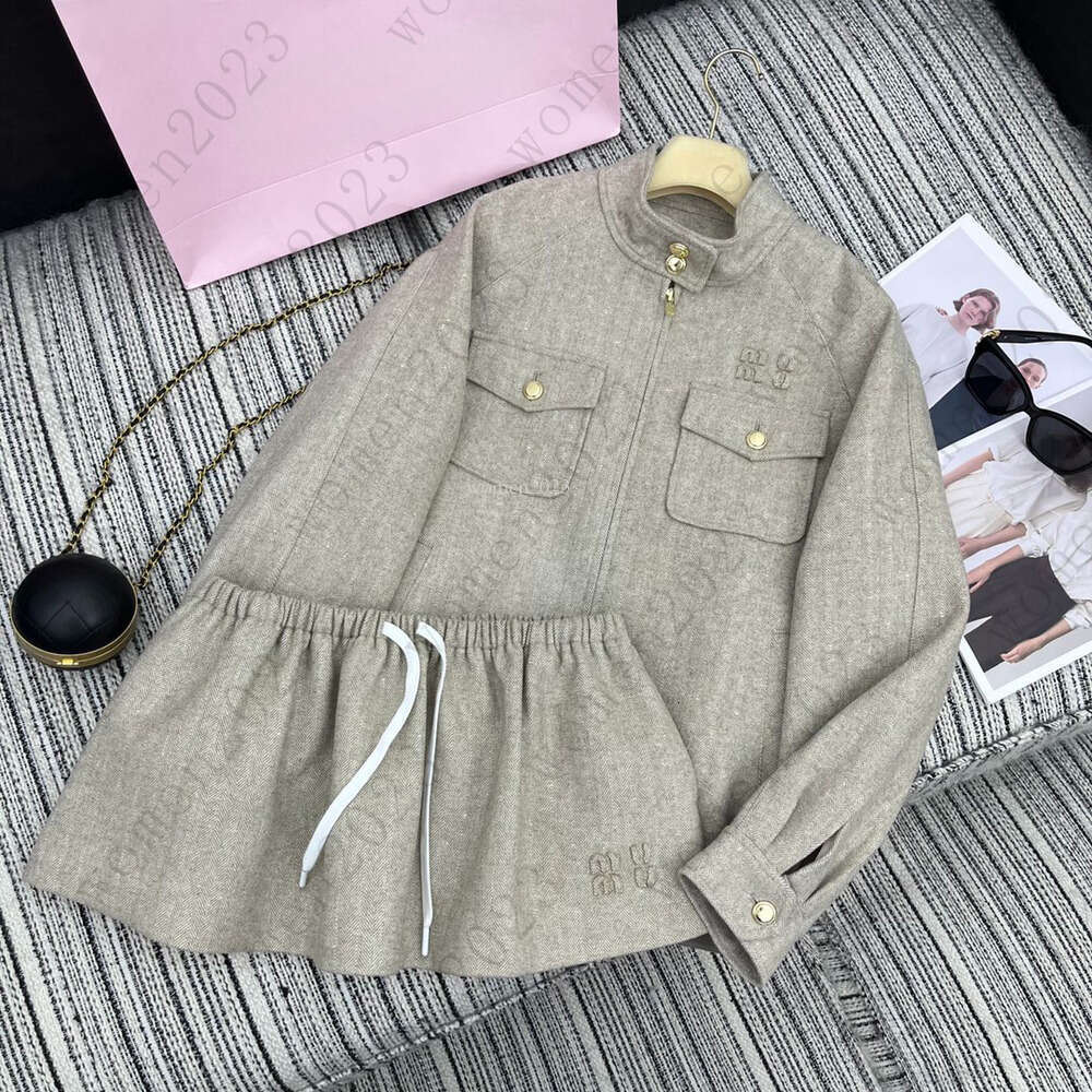 Women skirts suit Designer dresses two-piece brand woman long sleeve jacket set Women Fashion elastic-waisted skirt casual overcoat 2pcs Oct 07
