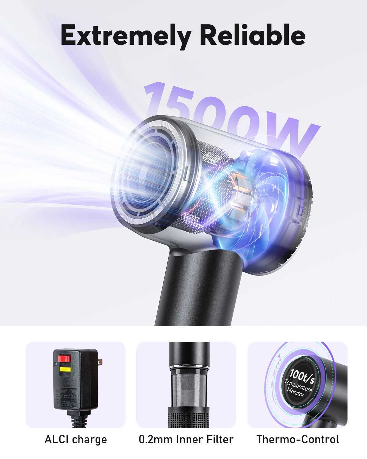High Speed Hair Dryer 200 Million Negative Ions 110000 Rpm Professional Care Wind Speed 36m/s 1500W Quick Dry For Home HotelXJ241021