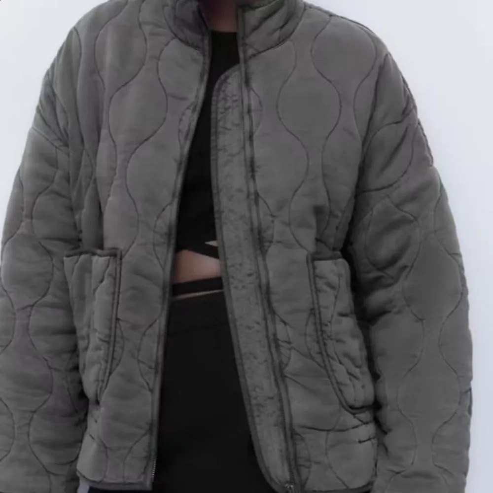 Womens Cotton Coat 2024 Winter Fashion Pocket Drawstring Warm Vintage Long Sleeve Zipper Female Outerwear Tops Jacket 241007