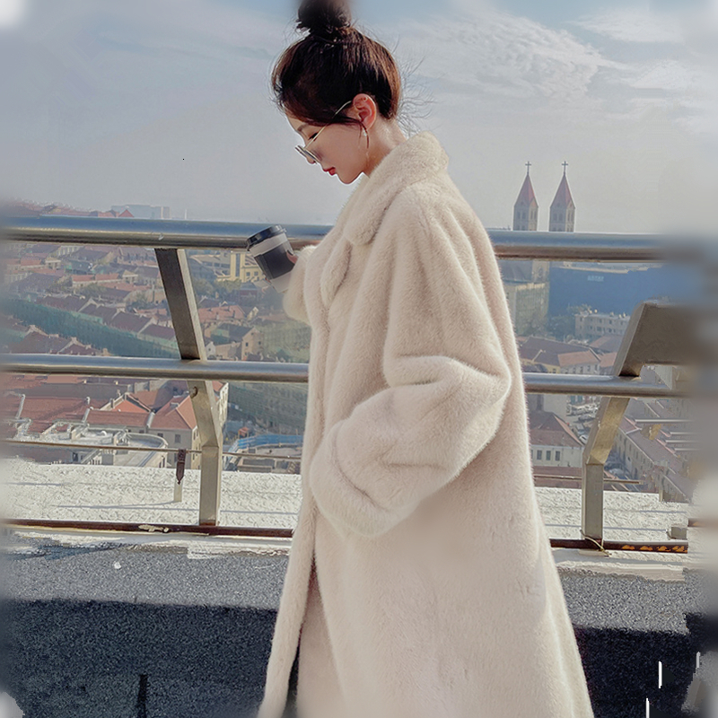 Raglan Sleeve Faux Fur Coat Women Winter Blazer Lapel Fluffy Teddy Female Double Breasted Long Plush Jacket Elegant 4Xl