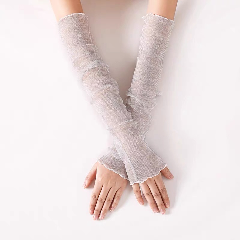 New mesh ice sleeve female summer lace anti-ultraviolet thin section of long-sleeved cycling gloves driving sunscreen sleeve set