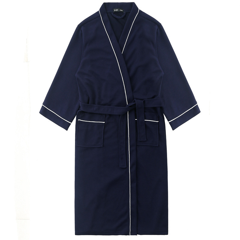 Designer's Spring And Summer New Waffle Style Bathrobe For Men In Large Size With Decorative Temperament, Women's Couple Pajamas, Home Wear,