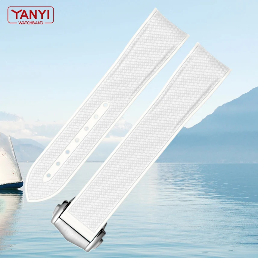 White Rubber Watchband For Omega X Joint MoonSwatch Waterproof Sports 20mm Watch Strap Curved End Band 240911