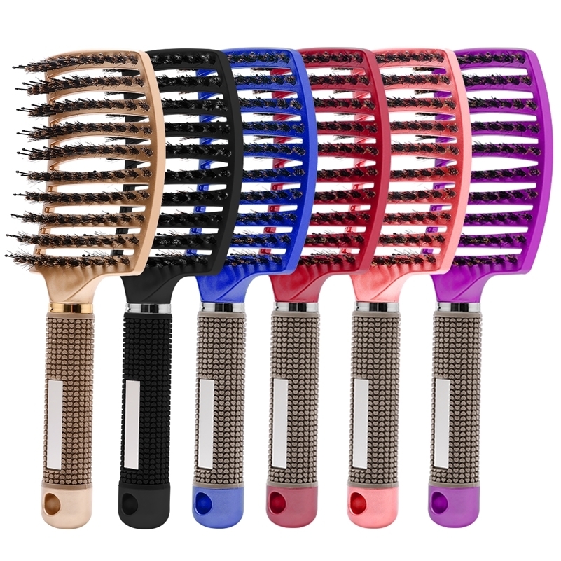 Hair Brush Comb Detangling Bristle Nylon Women Wet Massage Curly Hairdressing Salon Styling Tools y240911