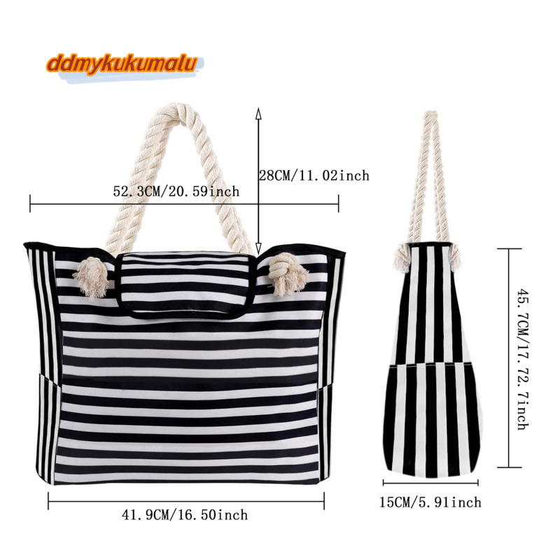 Casual Striped Canvas For Women Large Capacity Shoulder Daily Shopping Totes Student Bookbag for School Travel Beach Bag H6.27#26.8 ddmykukumalu