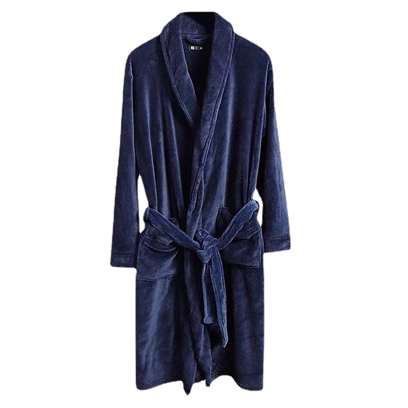 Designer's Autumn, Winter, Coral Flannel Men's Bathrobe, Velvet Home Clothes, Pajamas, Long And Thick Nightgown
