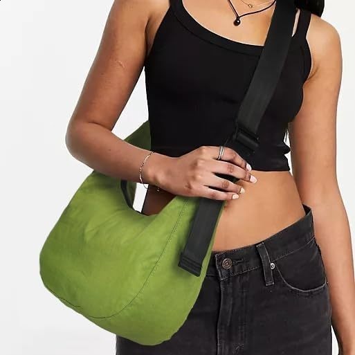 Large Nylon Crescent Crossbody Bag for Women | Casual Solid Color Everyday Shoulder Handbag dh911125171