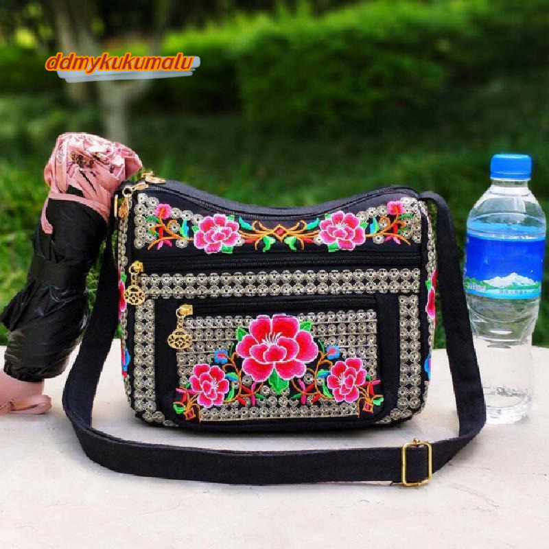 Multi Layer Messenger Women Vintage Chinese style Embroidery Crossbody Large Capacity Adjustable Strap Shoudler Bag H6.27#22 ddmykukumalu
