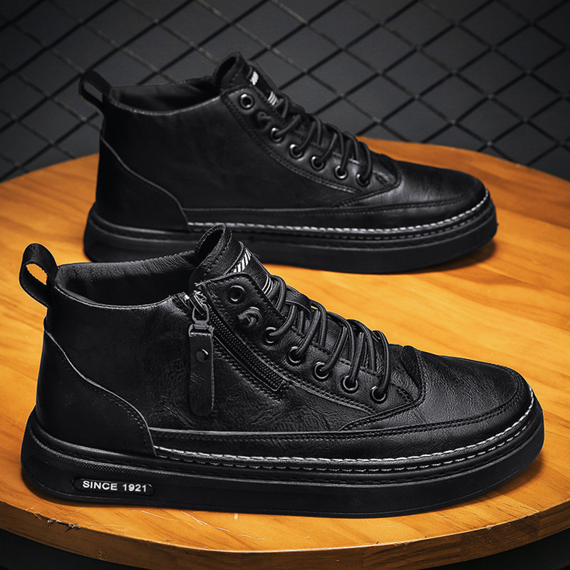 Men's spring new Martin high top board shoes, trendy and versatile black work boots, sports casual shoes for men