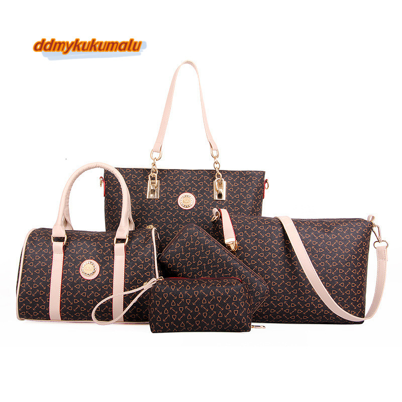Women's Fashion 5 Pcs Girls Simple Crossbody Bag Hundreds of Daily Commuter Handbag Tote Printed Decoration PU Material H6.26#40.8 ddmykukumalu
