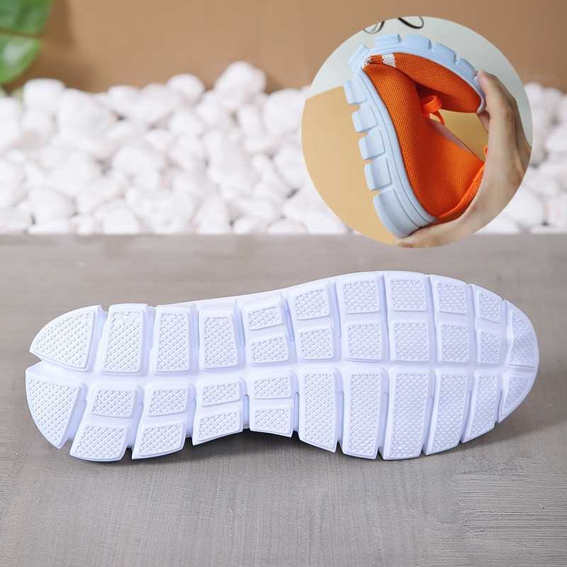 Mesh knit striped flat shoes for women 2024 summer lace up casual sports shoes for women breathable soft sole Loafers Plus size 43 Y241007