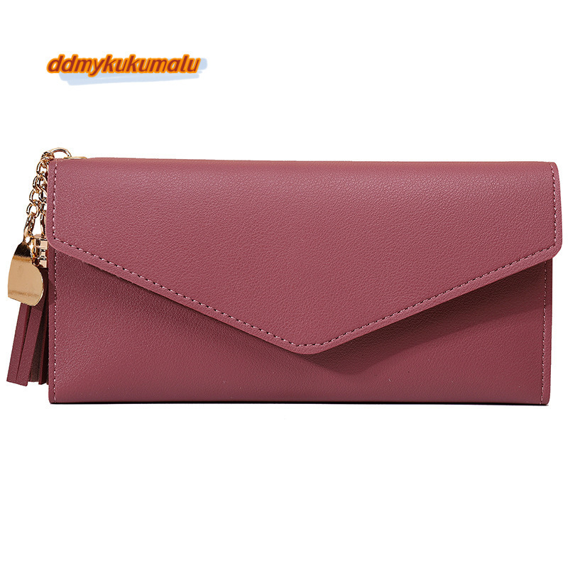 Women's 2024 New Short Style Tassel Pendant with Litchi Pattern Money Clip Card Bag, Cute Zero Wallet in Hand #3 ddmykukumalu