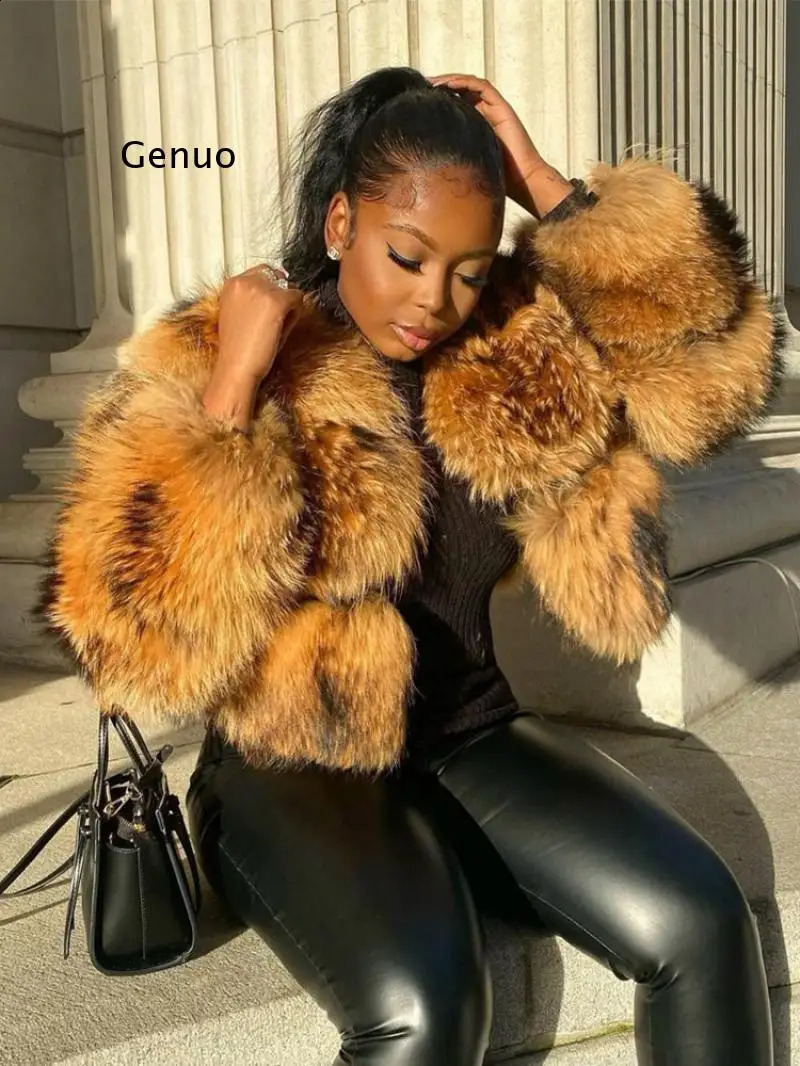 Fur Coat Winter Faux Fur crop Jacket Furry Crop Elegant Thick Warm Outerwear Fur Jacket Chaquetas Mujer 4XL 240930