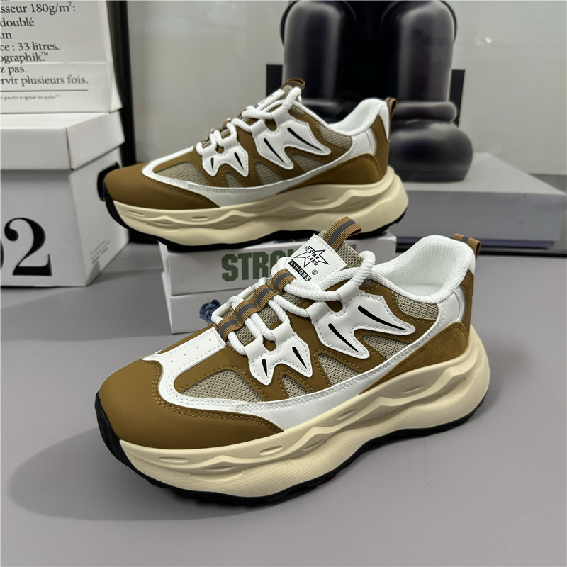 Men's 2024 new thick soled height increasing trend retro sports shoes