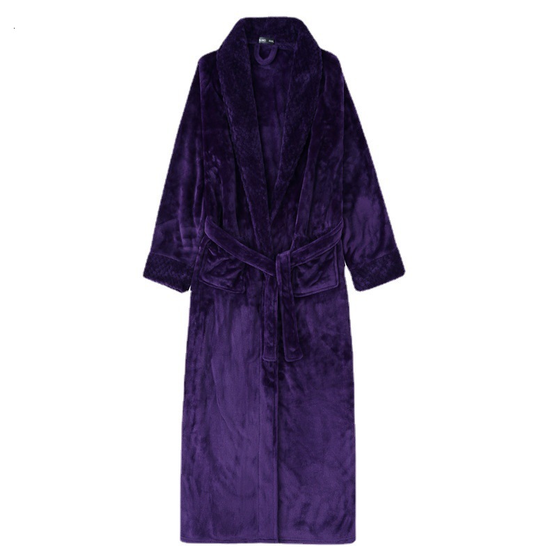 Designer's same style nightgown autumn and winter thick loose yukata flannel couple bathrobe women long pajamas men