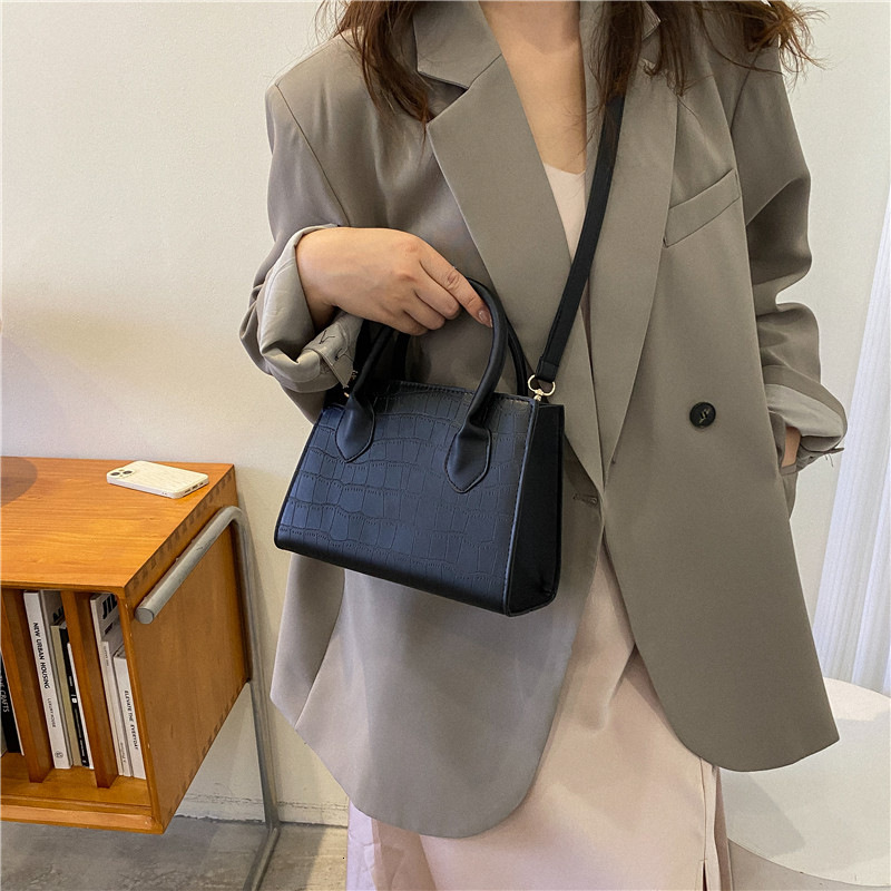 2024 Designers Bags Stone Pattern Handbag Women Fashion Pu Leather Black Crossbody Shoulder Bag