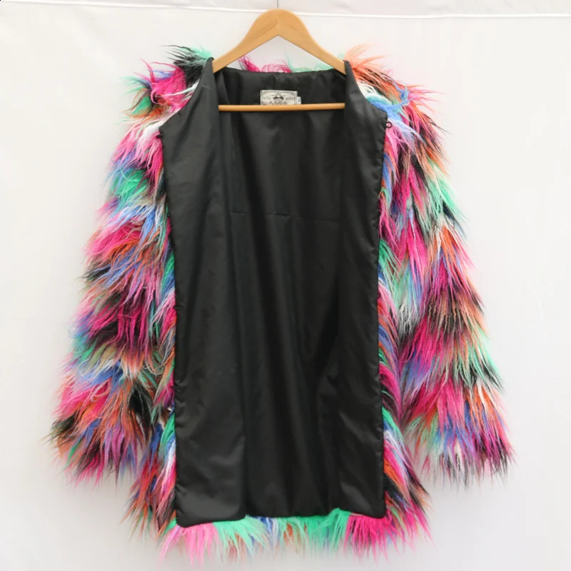 Womens sheepskin medium length thick artificial beach fur coat 240923