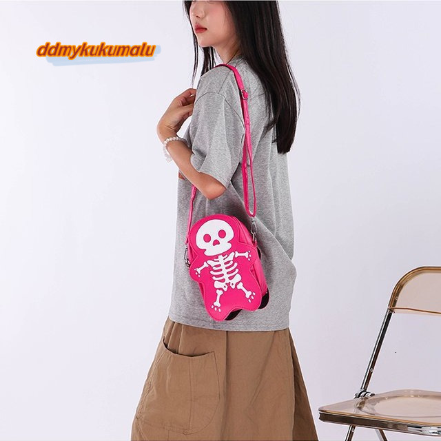 2024 summer women's niche trend, funny little cute ghost skeleton crossbody shoulder bag, Halloween #14 ddmykukumalu