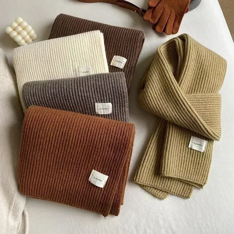 High quality knitted scarf suitable for girls 160cm solid color thickness soft and comfortable warm autumn scarf casual packaging 241007