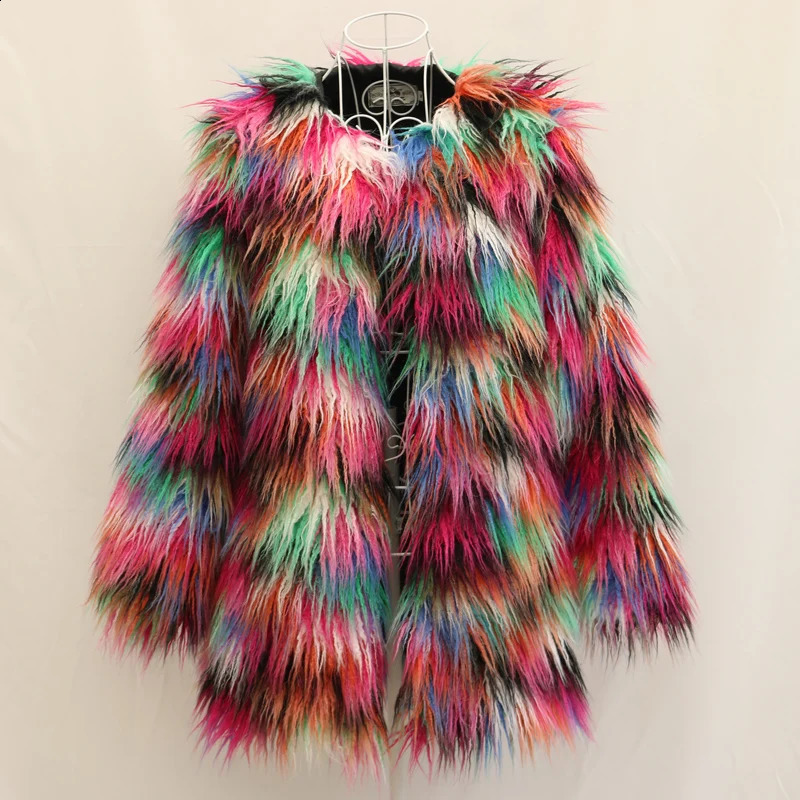 Womens sheepskin medium length thick artificial beach fur coat 240923