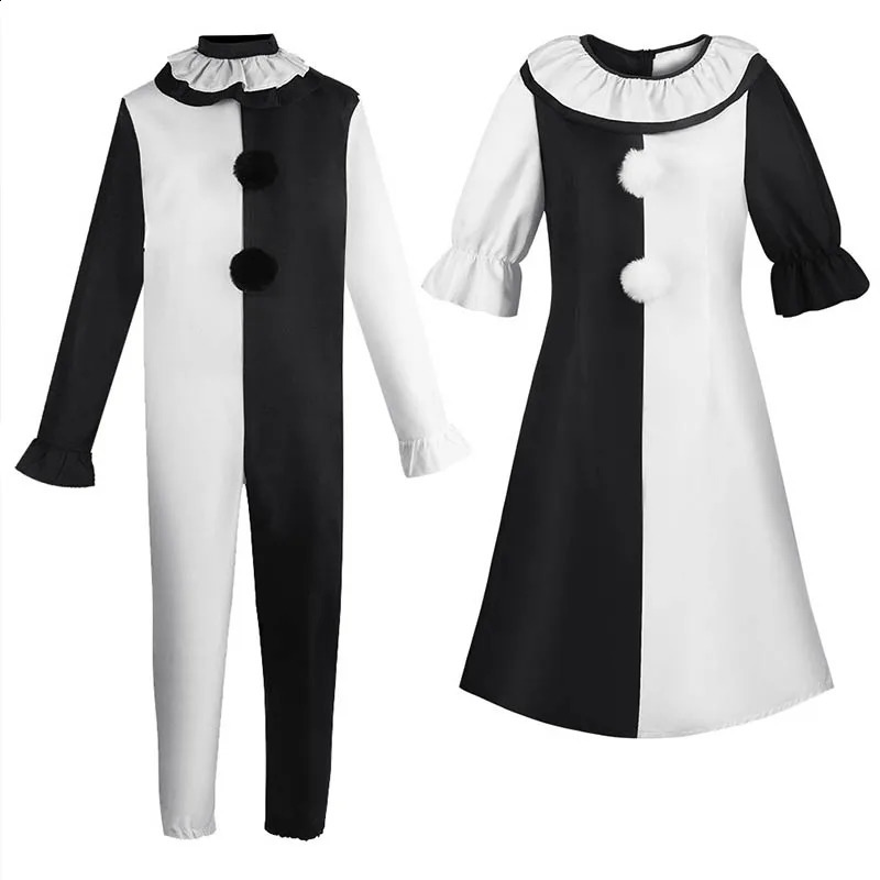 Terrifier cosplay costume for femalemale horror carnival party skin tightening black and white killer clown Halloween jumpsuit 241007
