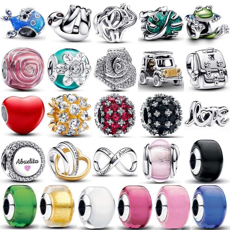 S925 New Handwritten Love Forever & Always Infinity Frog Monstera Leaves Charm 925 Sterling Silver Beads Fit Bracelet DIY Jewelry For Women