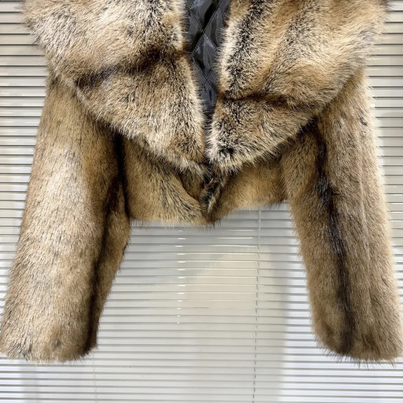 DEAT Winter Project Niche Fashion Womens Big Collar Fur n Quilted Coat Contrast Color Short Jacket Womens 11A0771 240923