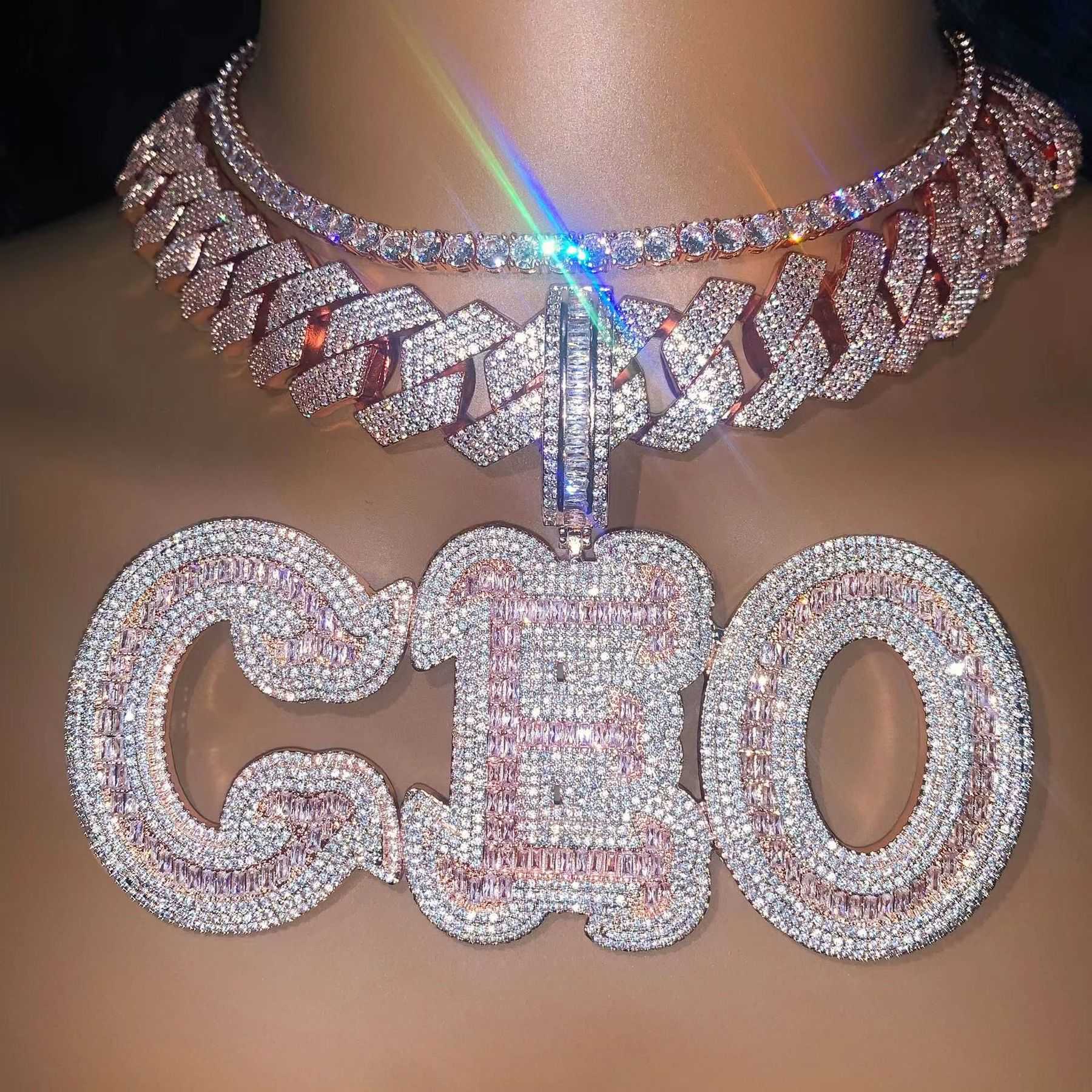 hip-hop rapper with exaggerated personality Trendy Mossanite Jewelry Sterling Sier Custom Dia Chain Iced Out Hip Hop Pendant Necklace