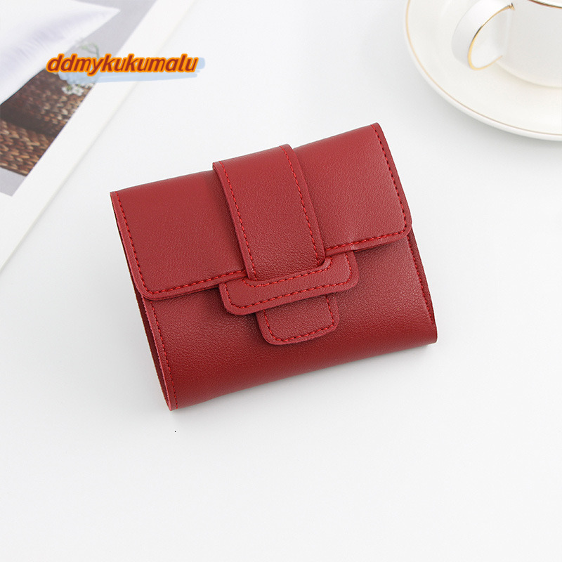 New casual solid color drawstring, 30% off change hand-held bag, women's short wallet, wallet #5 ddmykukumalu