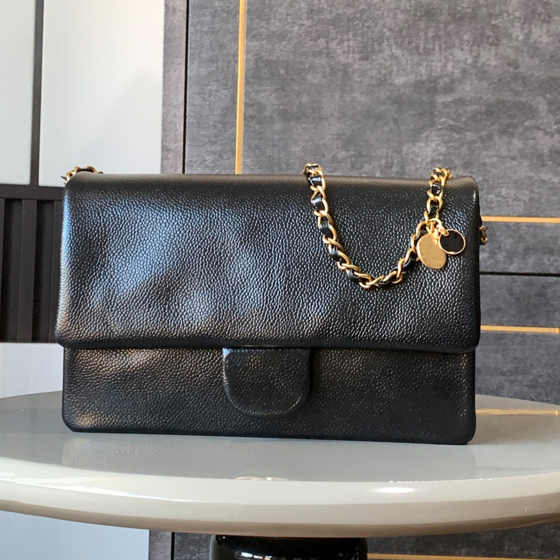 New 10A Flap Luxury Designer Grained Shiny Calfskin Shoulder Golden Hardware Chain Crossbody Bag Fashion Women Casual Shopping Handbag Purse