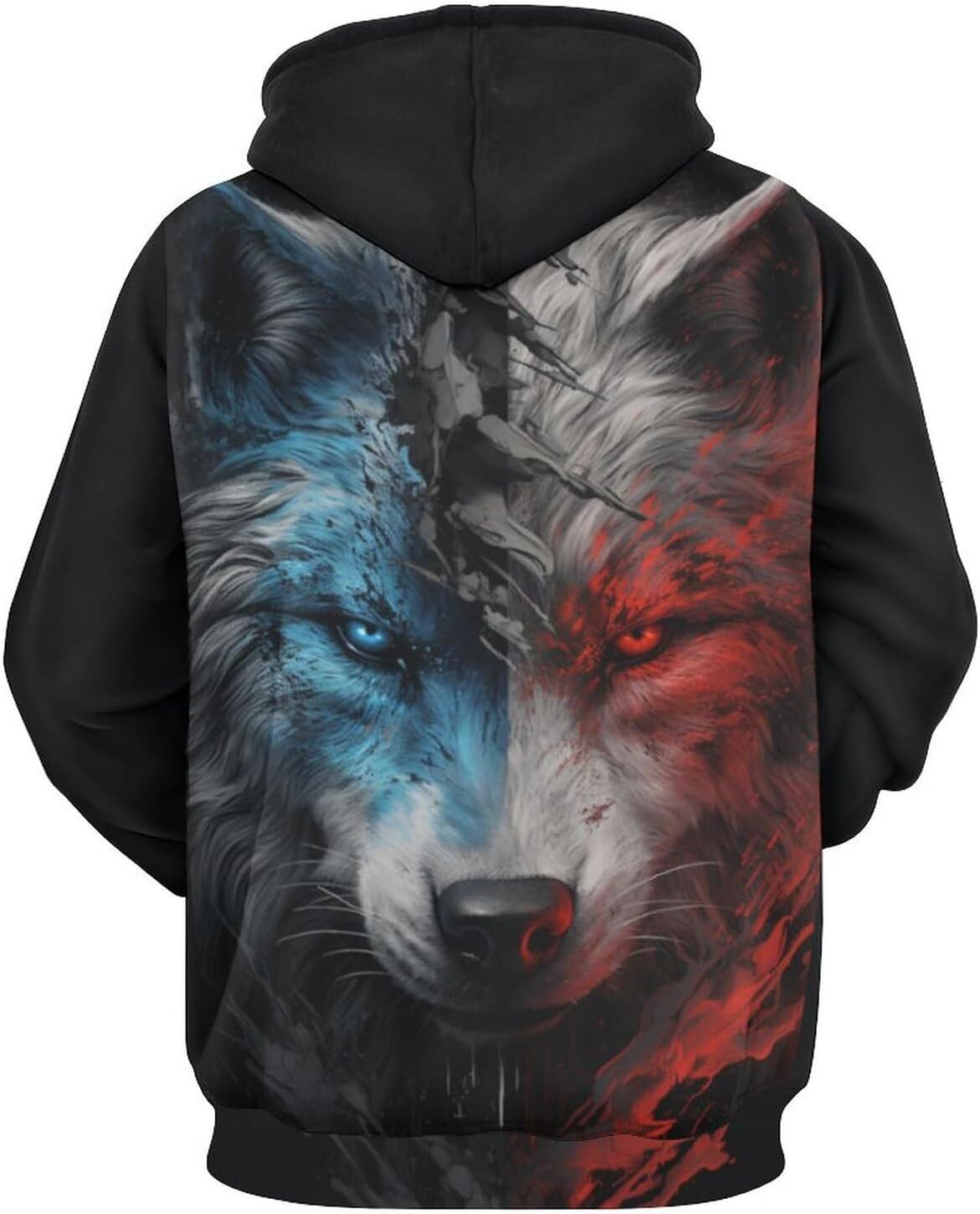 Hoodie for Mens Womens Wolf Hand Painted Watercolor Splash Art Hoodie Vintage Funny Autumn Winter Sweatshirt Graphic Hoodies sweatshirt Pullover