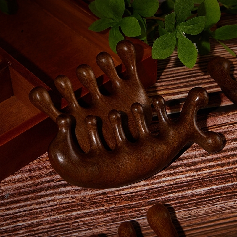Wood Therapy Massage Comb Head Face Scalp Gua Sha Massager Natural Sandalwood Wide Tooth Guasha Scraping Body y240911