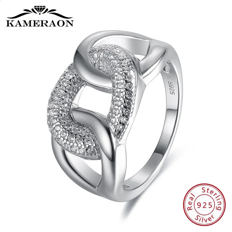Womens exquisite jewelry 925 sterling silver ring punk thread zircon jewelry wide fashion wedding night party ring 240921