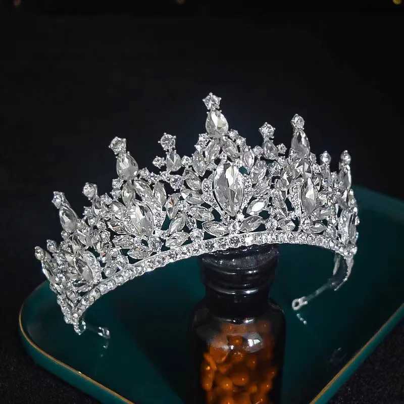 Pageant Bridal Baroque Geometric Crystal Luxury Tiaras Crown Rhinestone Big Prom Diadem Bride Headbands Wedding Hair AccessoriesX24