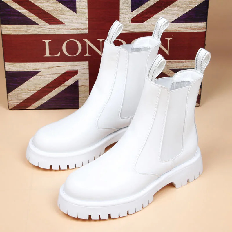 Italian Mens Fashion Punk Nightclub Dress Boots Black White Shoes Handsome Cowboy Quality Platform Boot New High Top Botas 240924