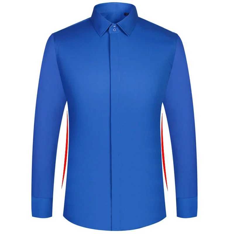 High quality mens French cufflinks shirt hidden button mens shirt long sleeved casual slim fit cufflinks dress shirt (including cufflinks) X241007