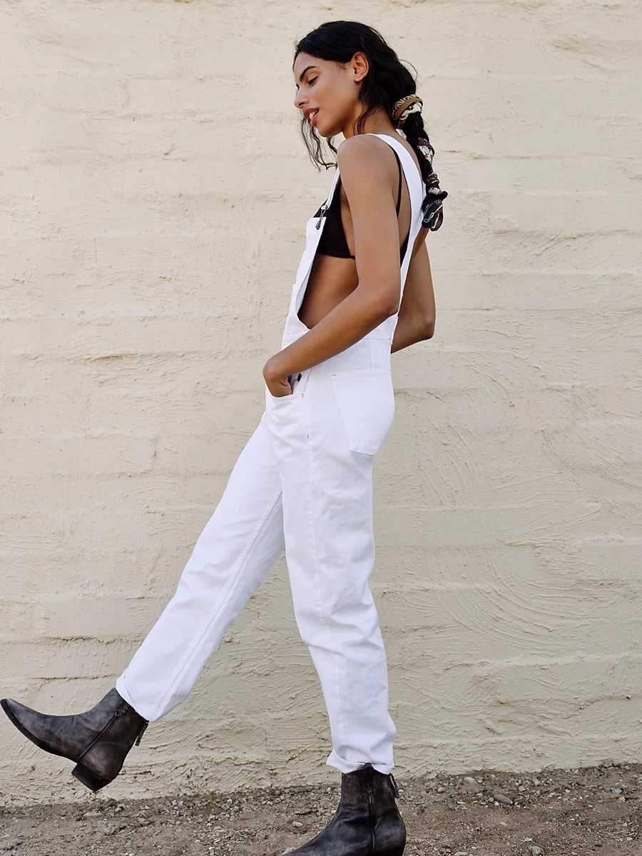 Womens Vintage Retro Denim Long Jumpsuit Casual Spaghetti Strap Straight Romper Suspender Pants Summer Baggy Bib Loose Overalls W250306