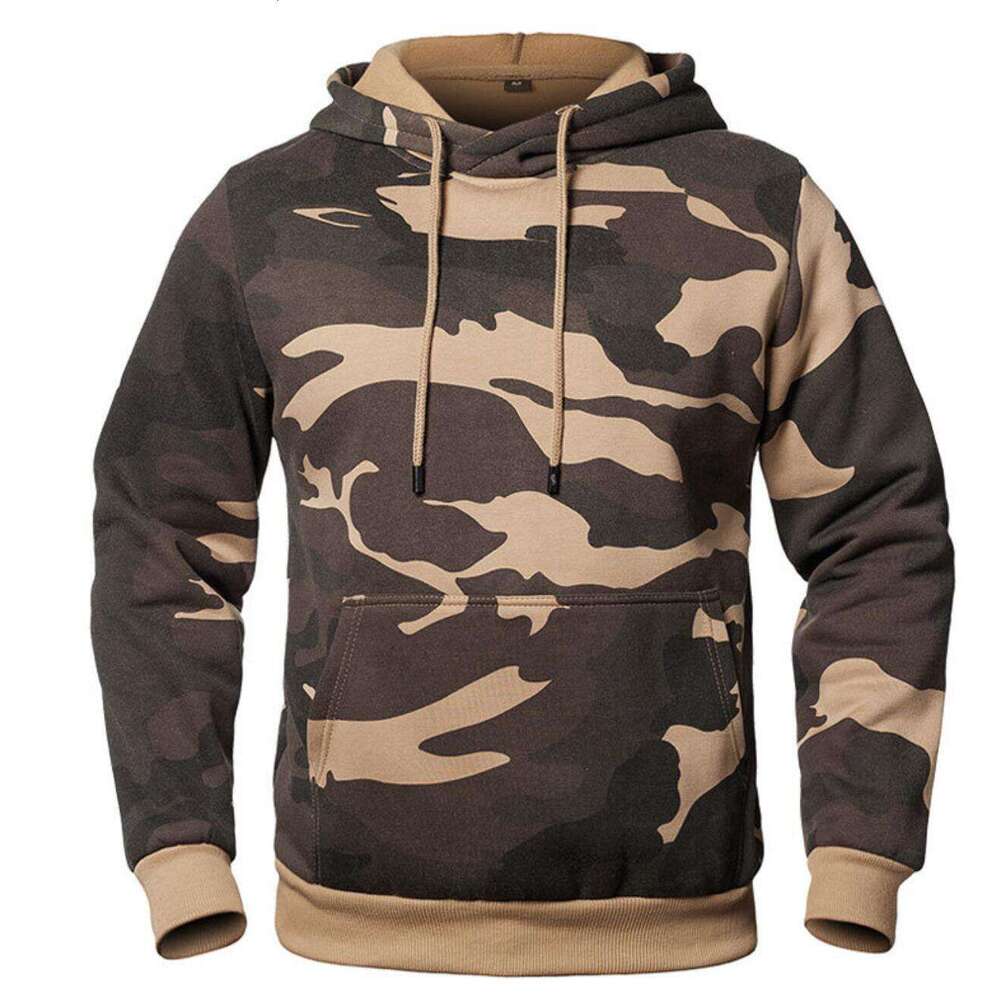 shanshi men hoodies designers Trendy autumn and winter camouflage men's long sleeved hooded jacket heat transfer printed fleece hoodie