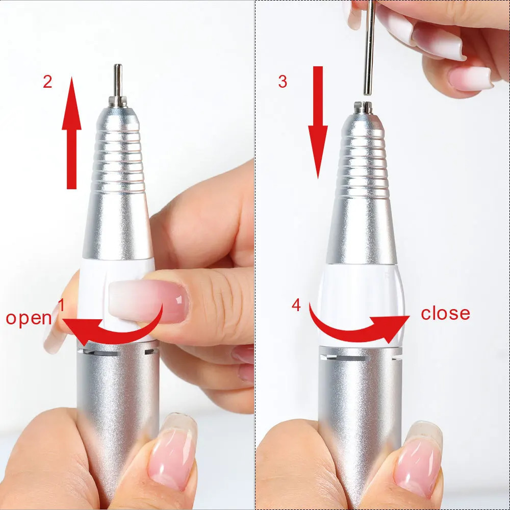 Electric nail drill pen handle file polishing and grinding machine handle manual tool 5-pin plug nail drill accessories 241007