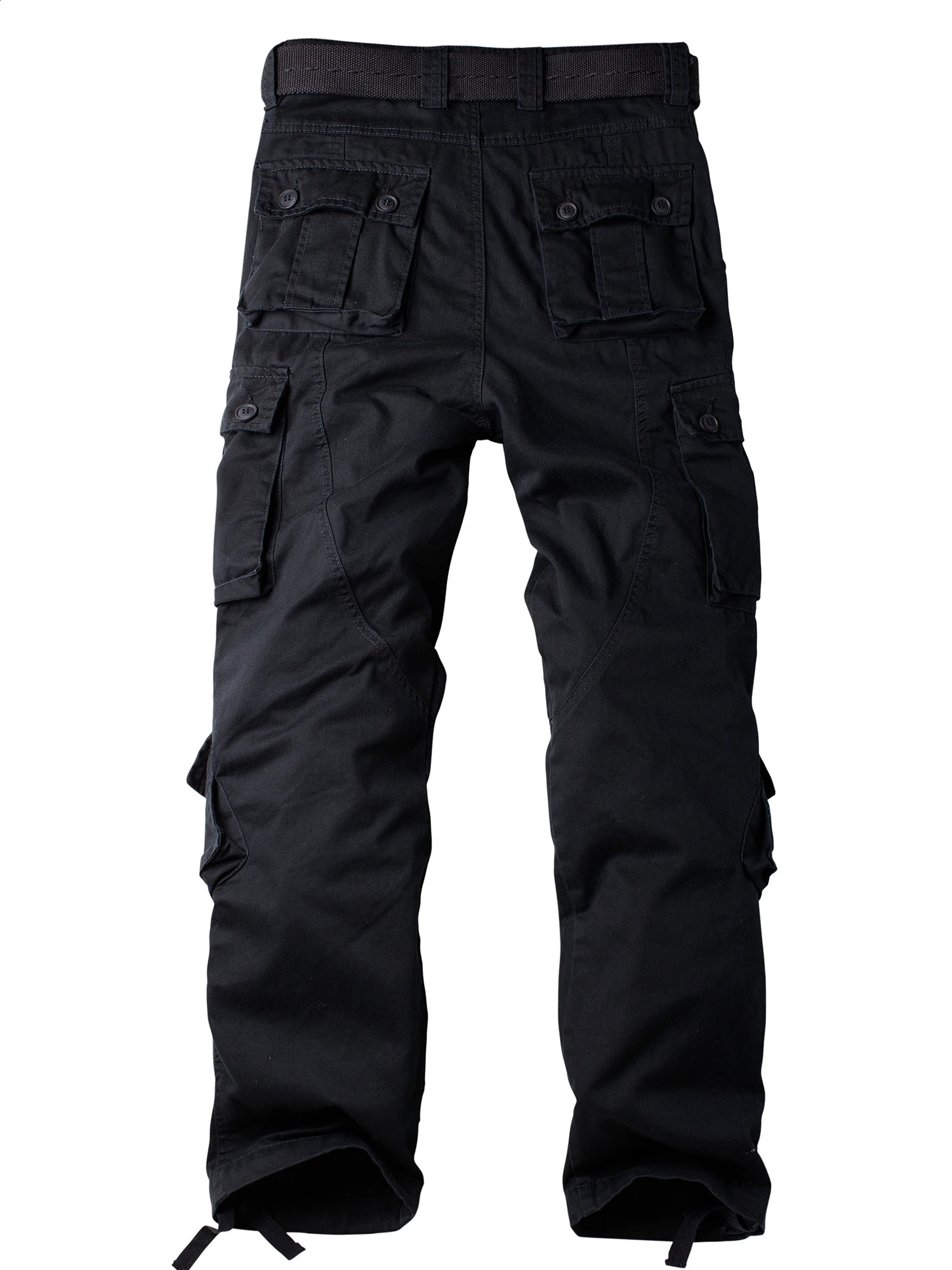 AKARMY Mens Comfortable Cotton Work Pants | Versatile Strapless Multi Pocket Trendy Hip Hop Skateboarding Style NO BELT 241007