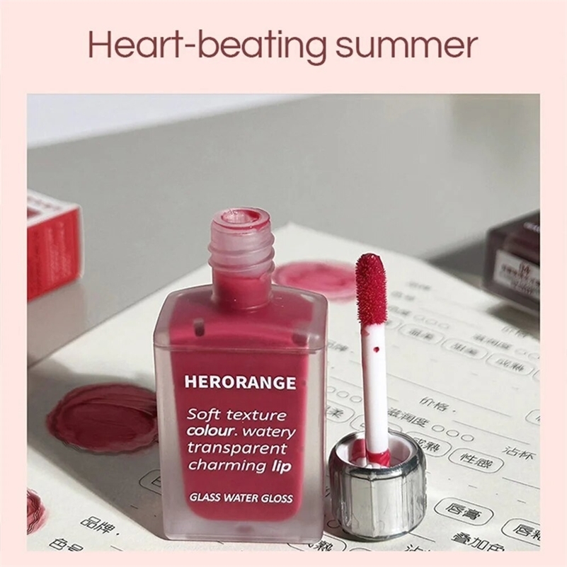 Lightly Glass Water Gloss Herorange Lip Glaze Mirror Moisturizing Plump Lips Not Easy To Stick The Cup LongLasting Makeup y240911