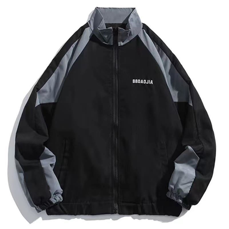 Reflective Striped Jacket Men Hip Hop Streetwear Coat Zipper Up Jacket Windbreaker Harajuku Thin Coats Sports Black Blue 241007